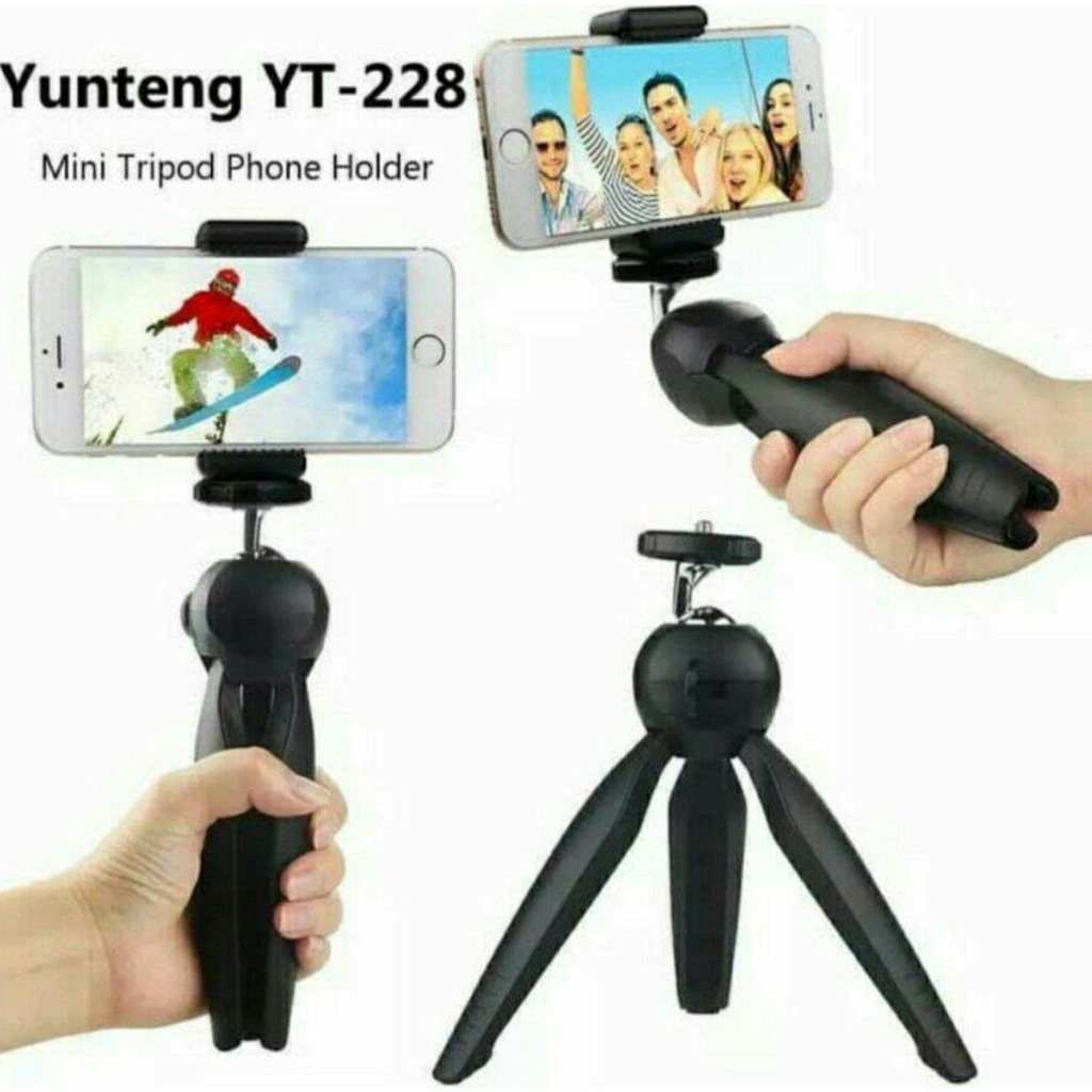 Tripod Mini Yunteng YT-288-DF 228 Mini Tripod Mount + Phone Holder Clip Desktop Self-Tripod-Mini Tripod Yunteng YT-228 Plus Holder U-Tripod Universal All Smartphone&amp;Camera