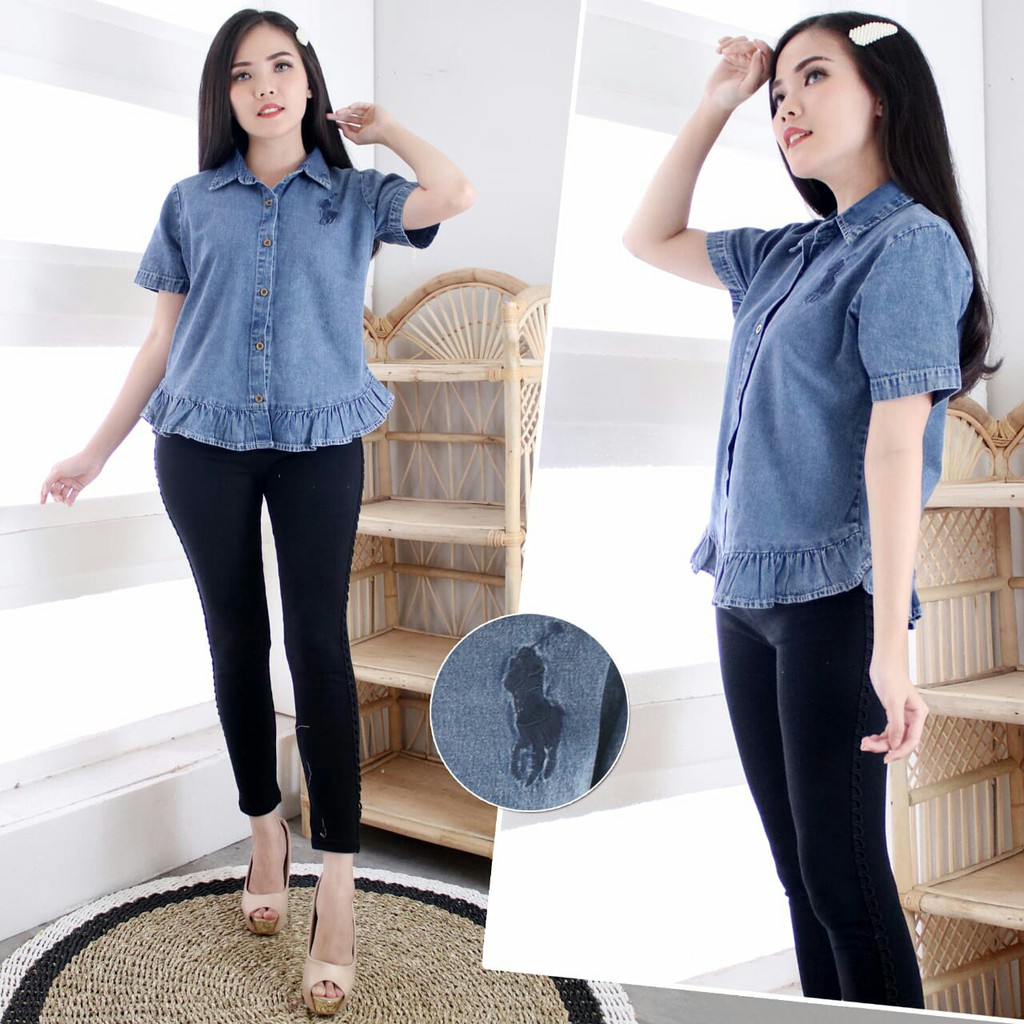 Erika baju jeans wanita wash ori good quality bahan tebal NT