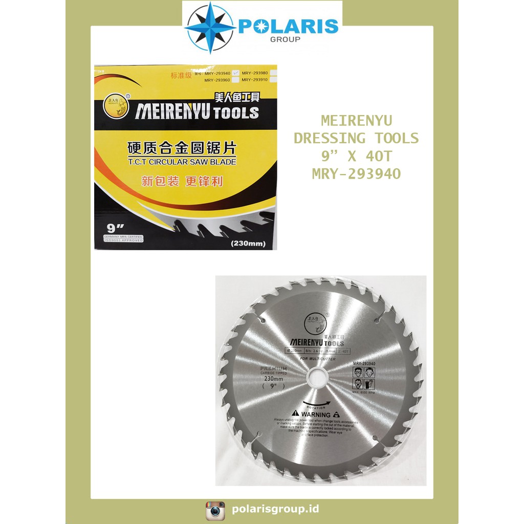 MATA CIRCULAR 9" X 40T / T.C.T CIRCULAR SAW BLADE 230mm / MEIRENYU / MRY-293940