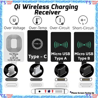 Wireless Charger Receiver Tripledi Qi Fast Charging Adapter Micro USB Type C Lightning Port Pad Dock
