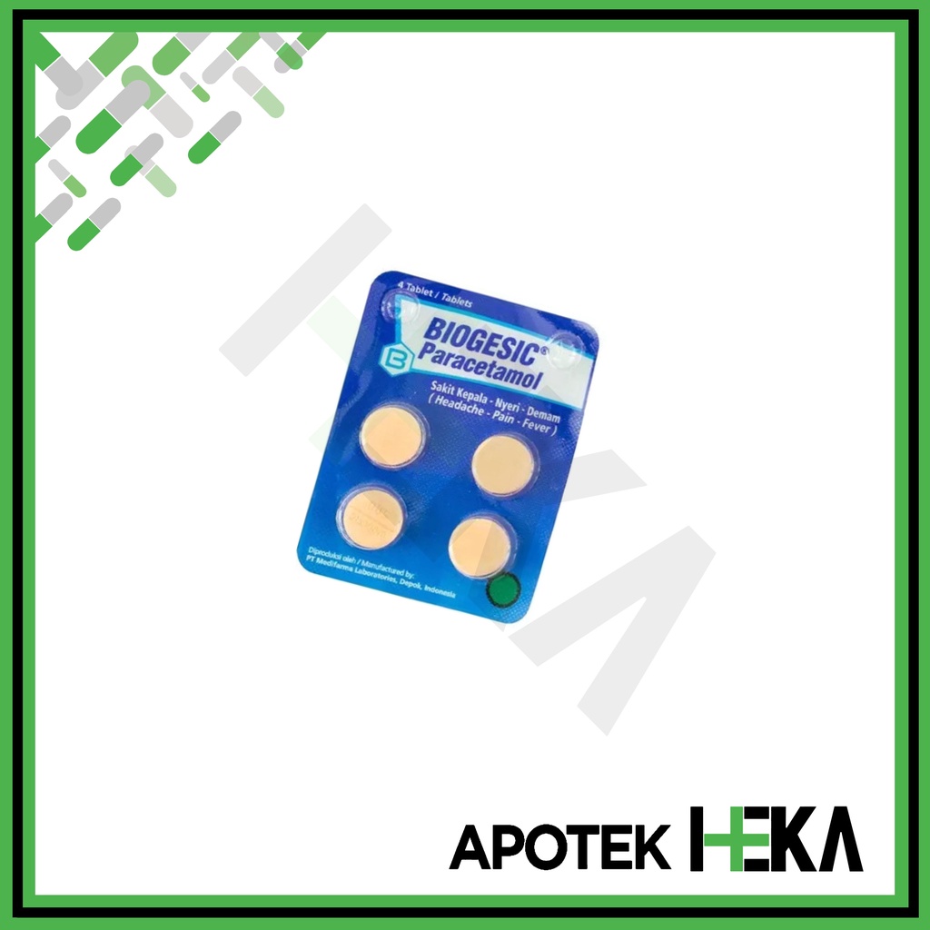 Biogesic Parasetamol Strip isi 4 Tablet - Obat Sakit Kepala, Demam (SEMARANG)