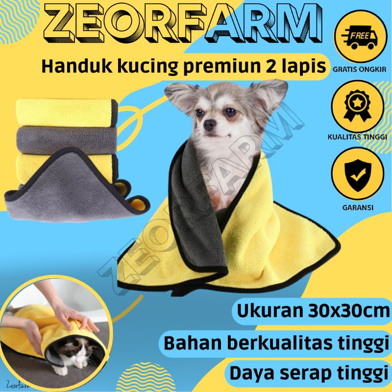 handuk kucing anjing 2 lapis ukuran 30x30cm berkualitas zeorfarm