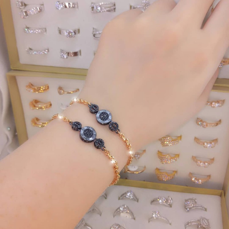 Everlux - Gelang Gold Black SEMAR Diamond Titanium Xuping Antikarat AntiAlergi