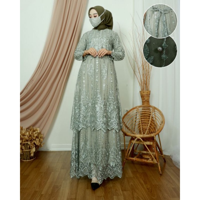 (COD)GAMIS TINGKAT AZZA~GAMIS TINGKAT KIRANIA~GAMIS MALAYSIA~GAMIS TERBARU~GAMIS BROKAT TULLE~GAMIS 