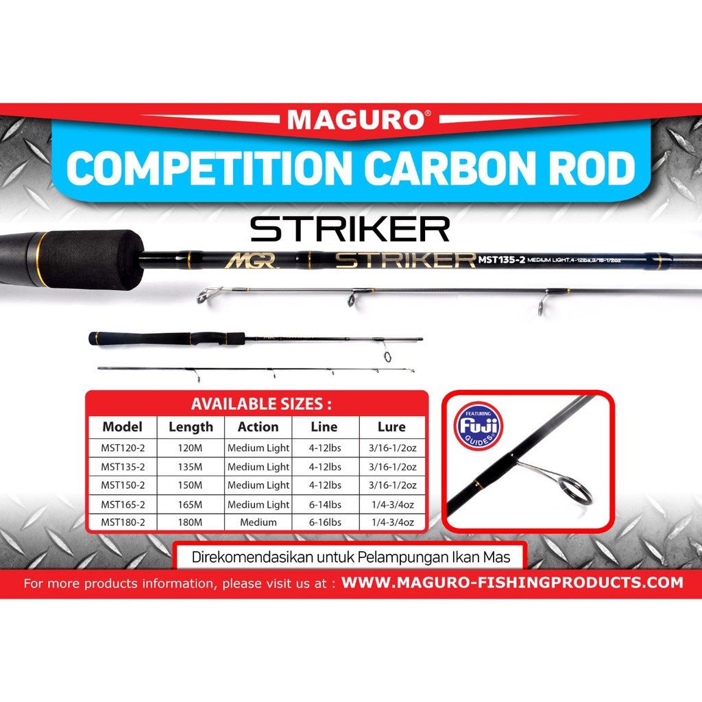 Joran Pancing Maguro Striker 120cm 4-12lb Fuji Guide