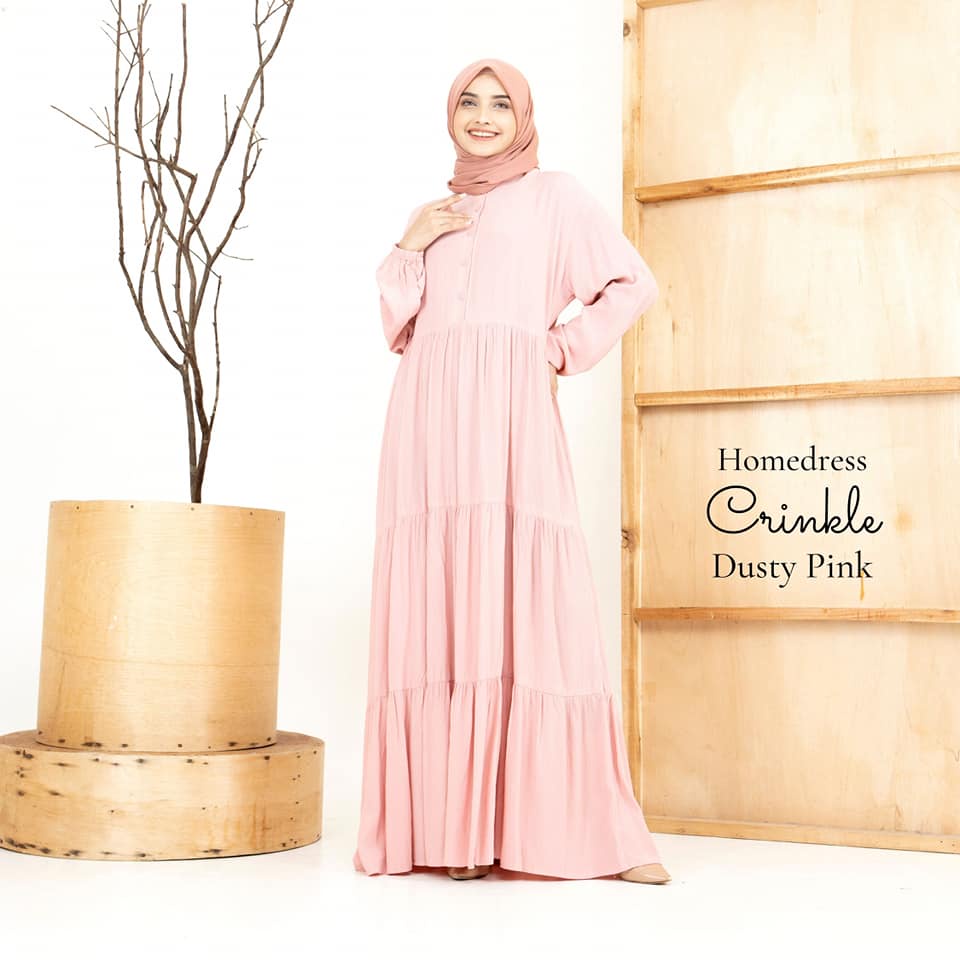 GAMIS WANITA MUSLIM  RAYON CRINKLE/GAMIS CRINKLE KANCING MOTIF ALLURA