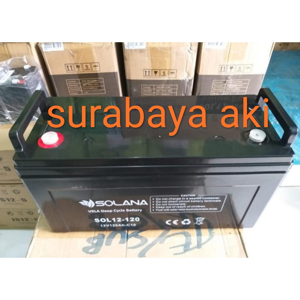 Aki baterai solana vrla deep cycle 12v 12 v 120ah 120 ah c10 c 10