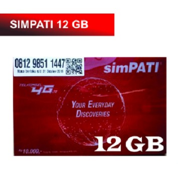 Kartu Perdana Internet Simpati Telkomsel Kuota 12 Gb 2 Bulan 3g 4g