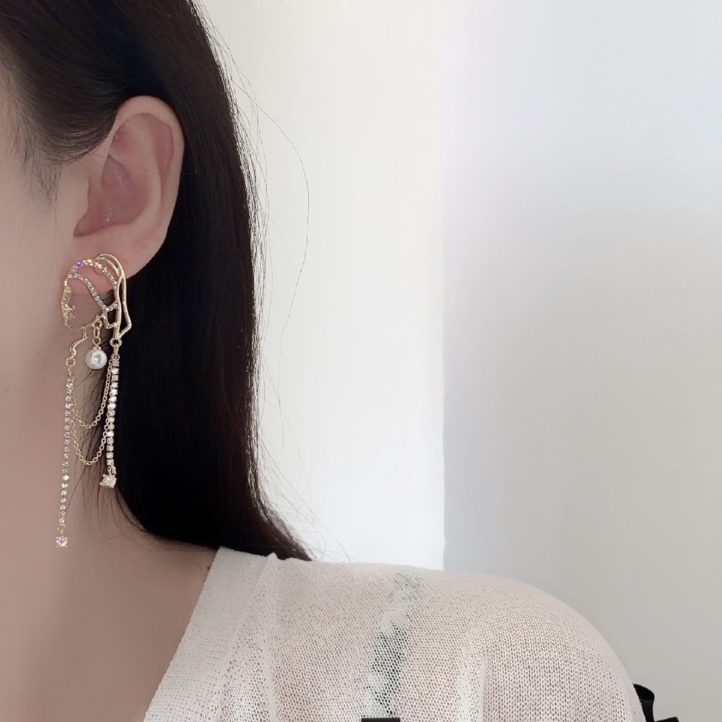 Anting Rumbai Wajah Panjang Gaya Etnik Anting Mutiara Retro Kreatif Untuk Wanita