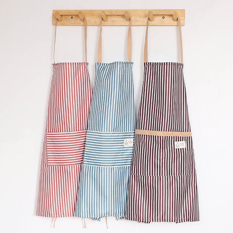 UNNISO - Apron Set Motif Stripe Lengkap Dengan Sarung Lengan