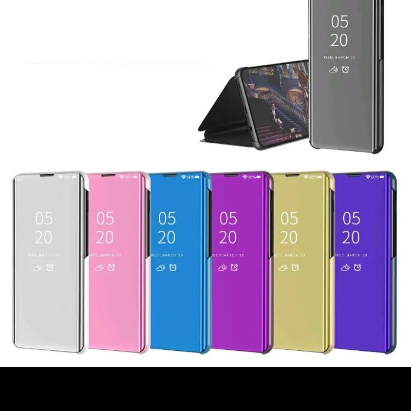 OPPO A74 5G 4G Case Flip Book Cover Mirror Clear view Standing Premium