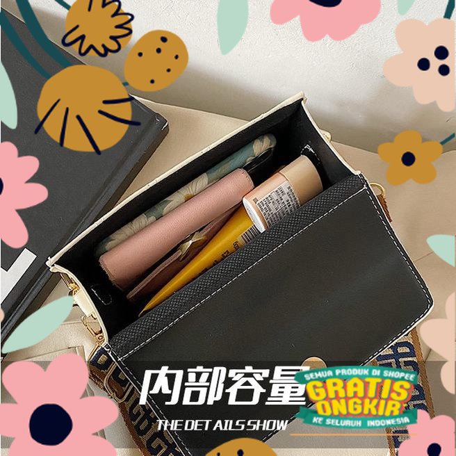 Merah Red fanta baby pink peach maron marun pelangi / TAS SELEMPANG WANITA KOREA TALI LEBAR KULIT MO