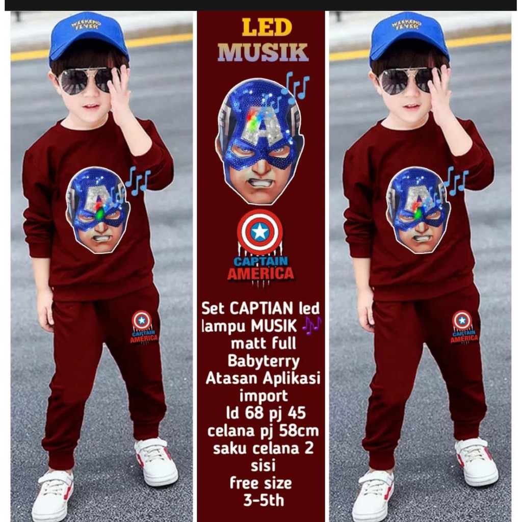 BAJU ANAK STELAN ANAK laki laki/ LOL LED MUSIK ukuran 3-5 tahun