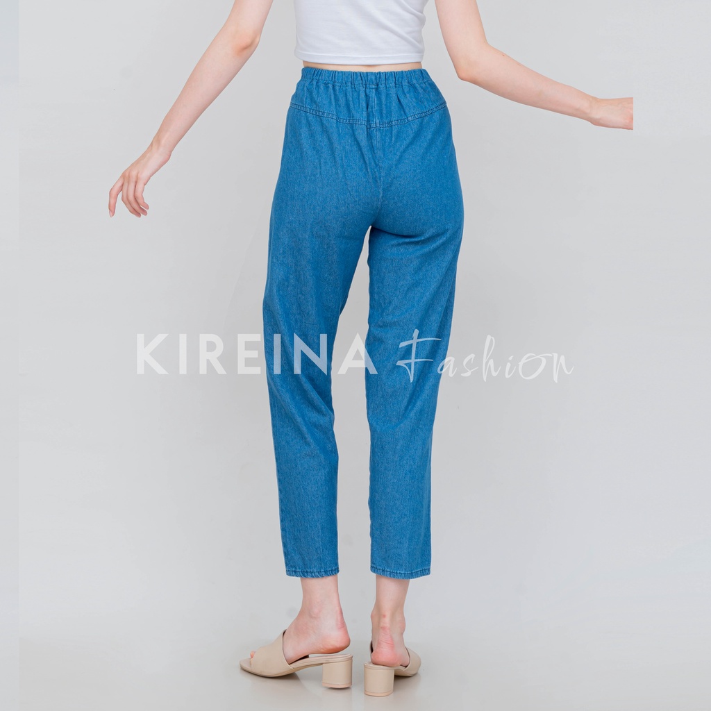 Celana Hamil Jeans Denim Strech Jumbo Maternity Pants Office Fashion Wanita Bumil Premium Pinggang Karet - KIREINA