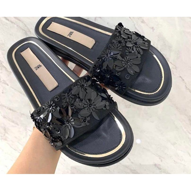 BEST SELLER! SANDAL WANITA ZS-3365 FLAT WEDGES 4CM BLACK