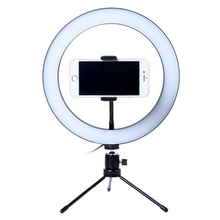 Lampu Halo Ring Light LED Selfie 120 LED 10 Inch +Holder + Tripod