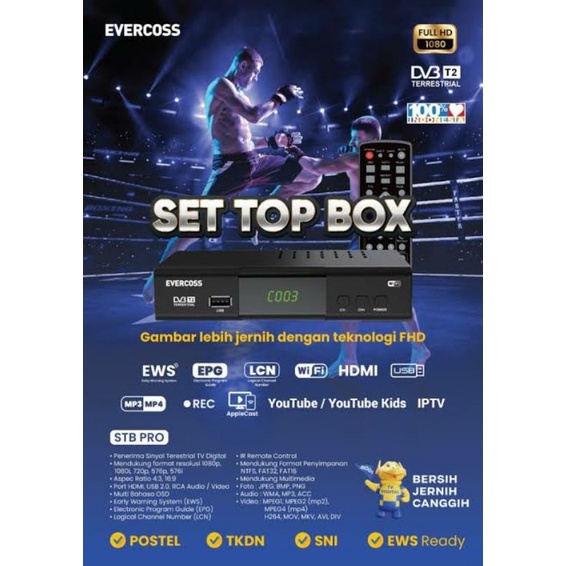 STB Evercross Tv box Evercross Set Top Box tv Setopbox tv digital