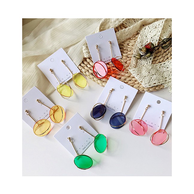 LRC Anting Tusuk Fashion Geometric Ring Irregular Transparent Stud Earrings F88005