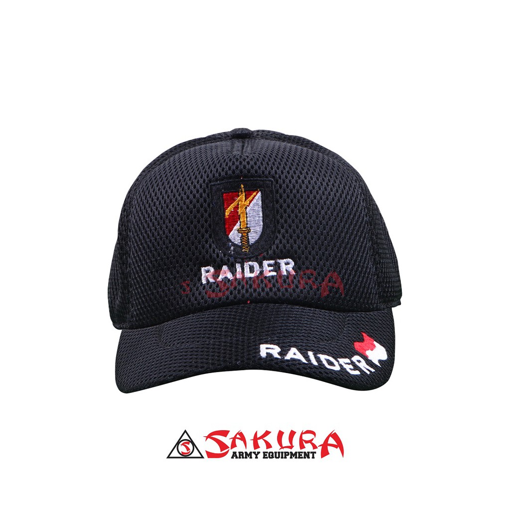 Topi RAIDER Jaring Logo Merah Putih Hitam Topi Jaring Raider TNI