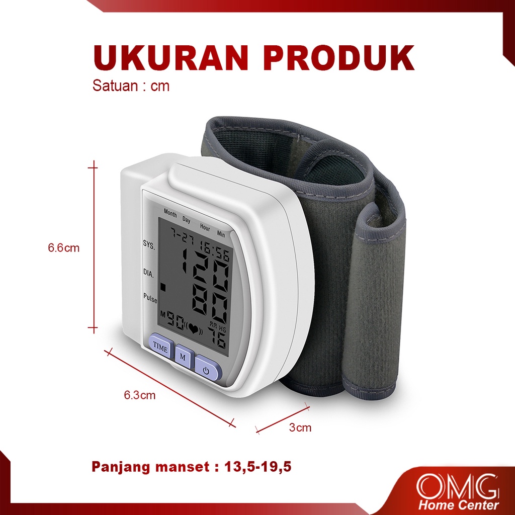 TENSIMETER DIGITAL PERGELANGAN TANGAN Pengukur Tekanan Tensi Darah LCD Display Portable Blood Pressure Monitor Elektrik