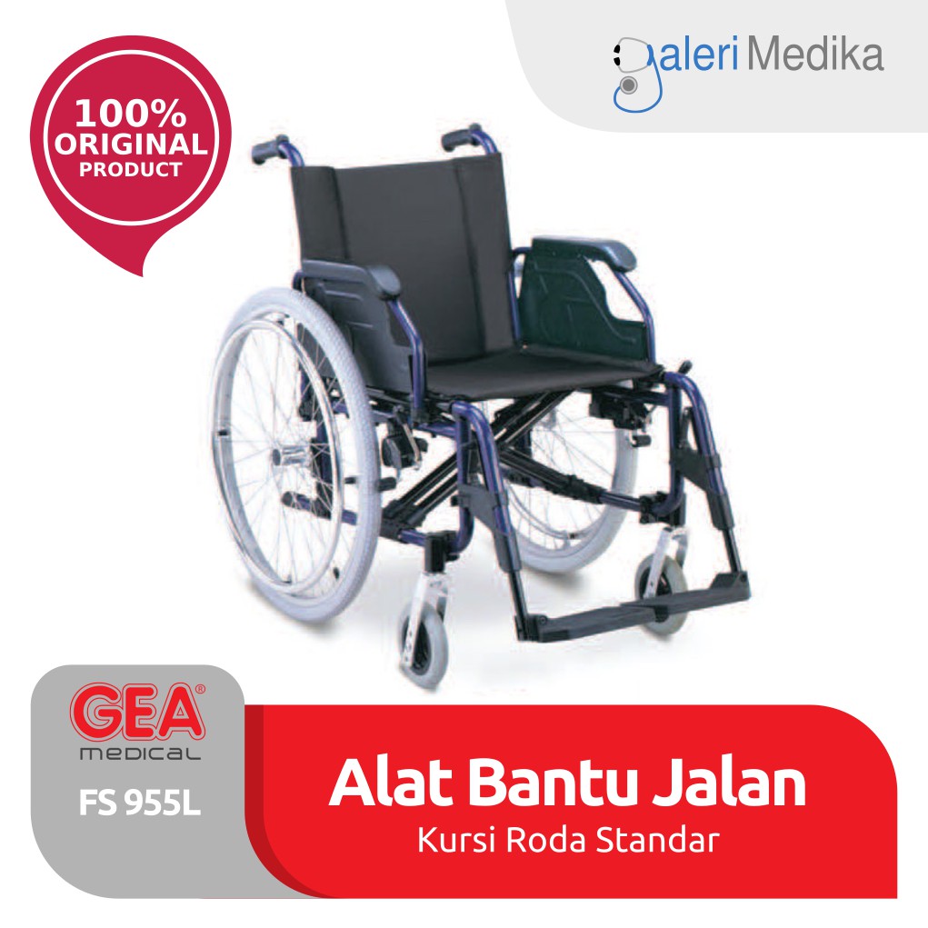 Kursi Roda Aluminium GEA FS955 L / FS 955 L / FS-955L - Ketinggian Duduk Dapat Diatur