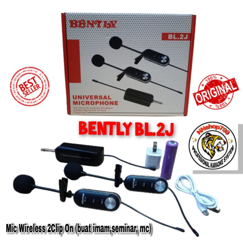 Mic Wireless 2Clip On/Mic imam/Mic jepit kancing Original