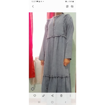 Gamis Jeans Wanita (Shine Wash BLue) Biru