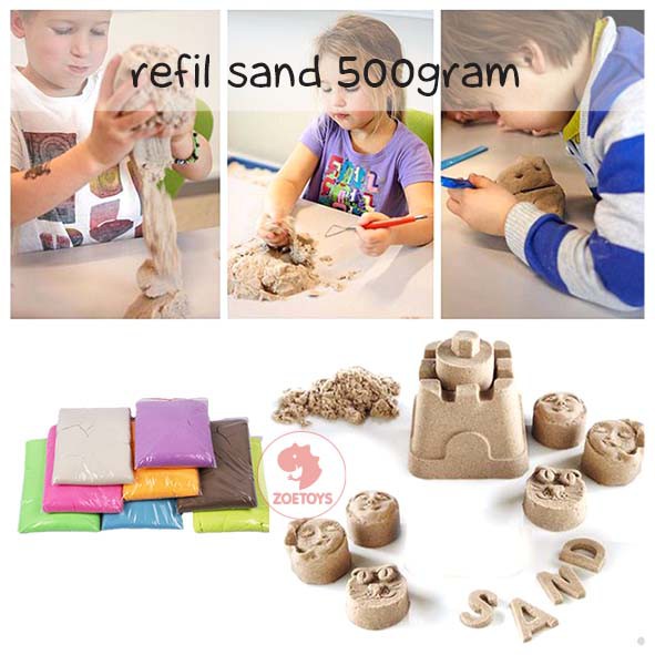 Zoetoys Refill Sand 500Gram 1 kg | Mainan Edukasi Pasir Kinetik Ajaib Anak Magic Sand 500 gram 1kg