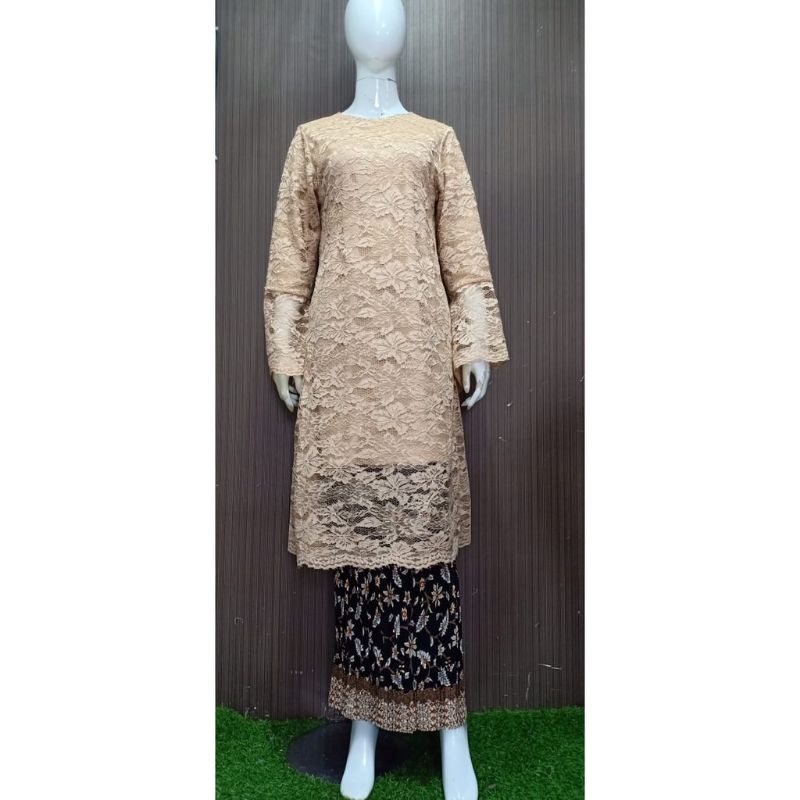 IndahKebaya | SET KEBAYA DAHLIA BROKAT / TUNIK BROKAT JUMBO / NAVY MAROON SILVER DUSTY GOLD COKSU