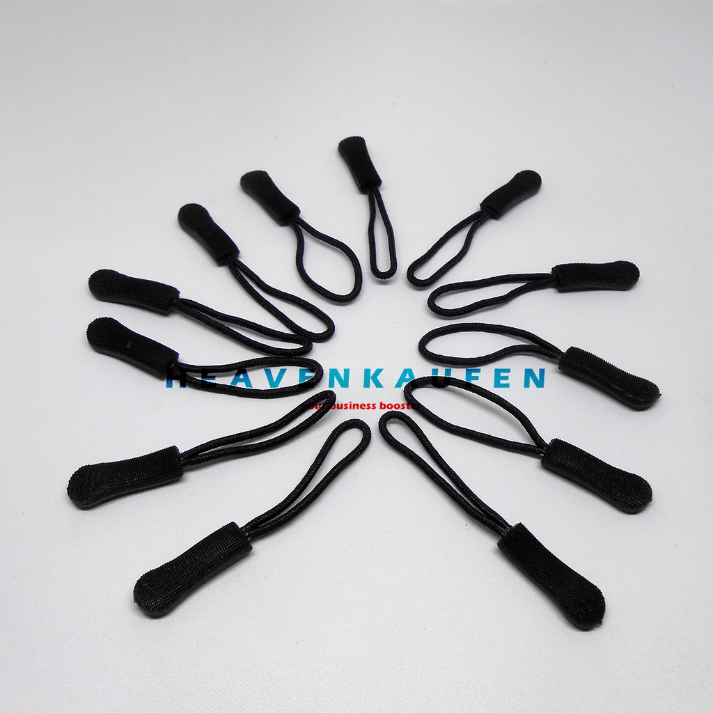 Zipper Puller Tali Variasi Tarikan Resleting Warna Hitam Harga Per Lusin Untuk Pull Zipper Tas Jaket Dll