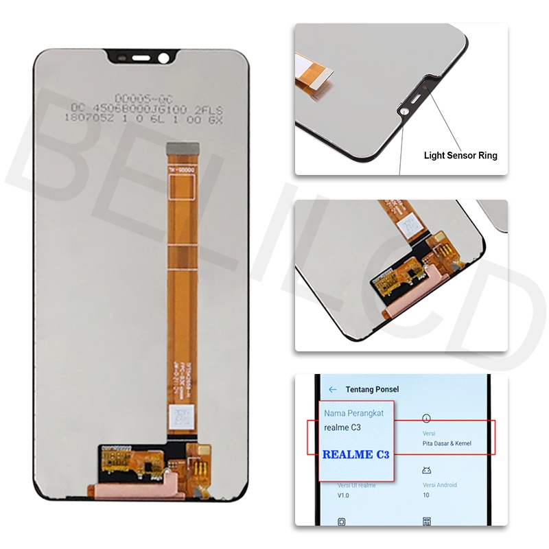 [Original]  LCD OPPO A3S A5/Realme C1/Realme 2 Fullset Touchscreen ORI Touch Screen Bagian Digitizer Layar Sentuh Versi Tinggi