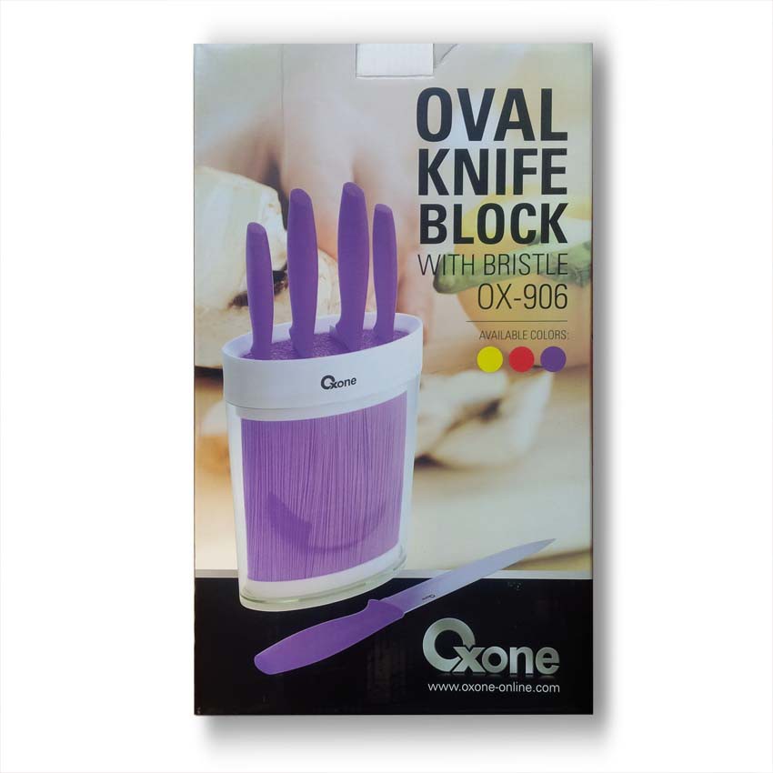 Oxone OX-906 6pcs Pisau Set Dapur Oval Knife Block with Bristle