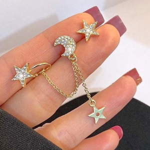 Korean Temperament Star Ear Bone Clip Earrings Fashion Niche Personality Earrings S925 Silver Needle For women Jewelry