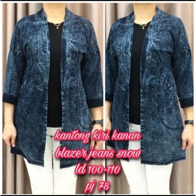Blazer wanita korea style kekinian / Blazer muslim wanita / outer jeans model terbaru / cardigan jea