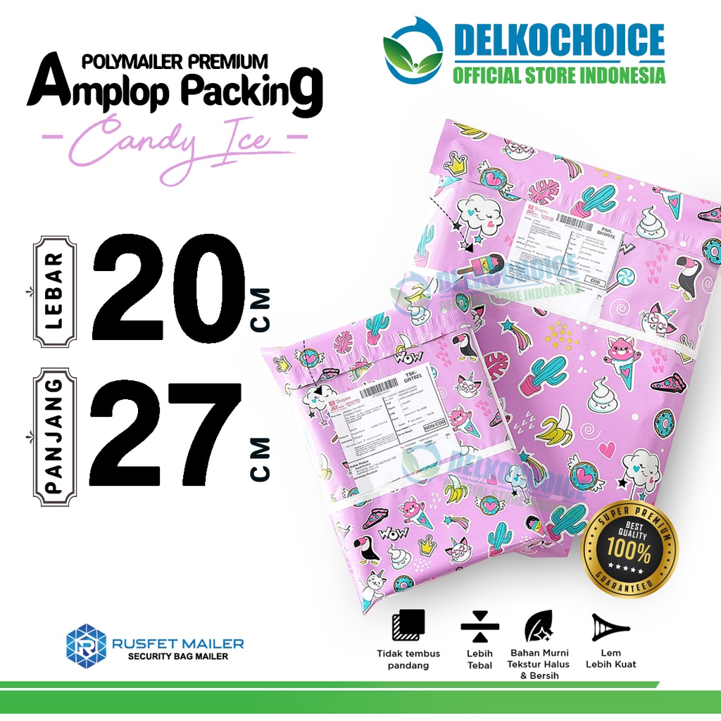 

Polymailer Motif CANDY ICE 20x27cm Amplop Plastik Packing Olshop PREMIUM / SATUAN