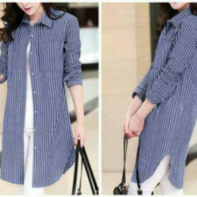 Y - PAKAIAN WANITA KEMEJA HEM RUBY SALUR