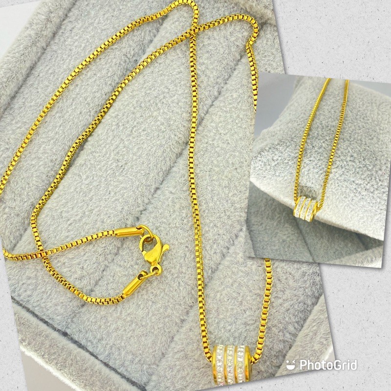 Kalung Titanium Lapis Emas Permata NN26101912