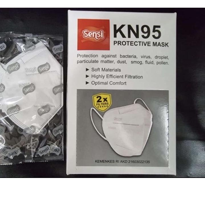 な Masker sensi KN95 original sensi isi 20 warna putih ↿
