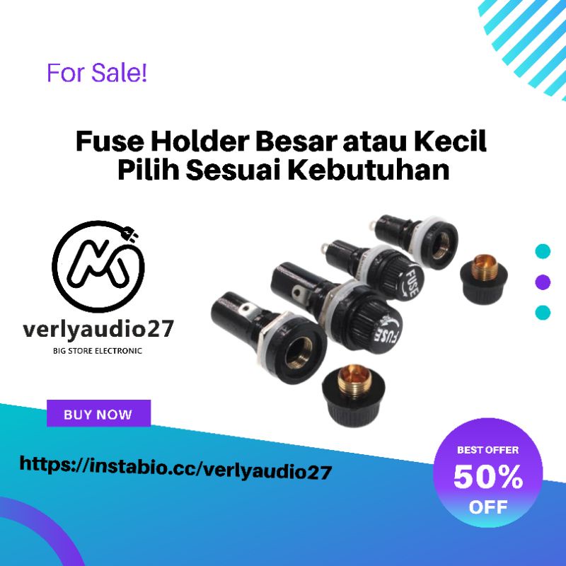 Fuse Holder Kecil Besar Socket Holder Fus Power Amplifier Ampli dudukan Rumah Sekring Tabung Fuse Ho