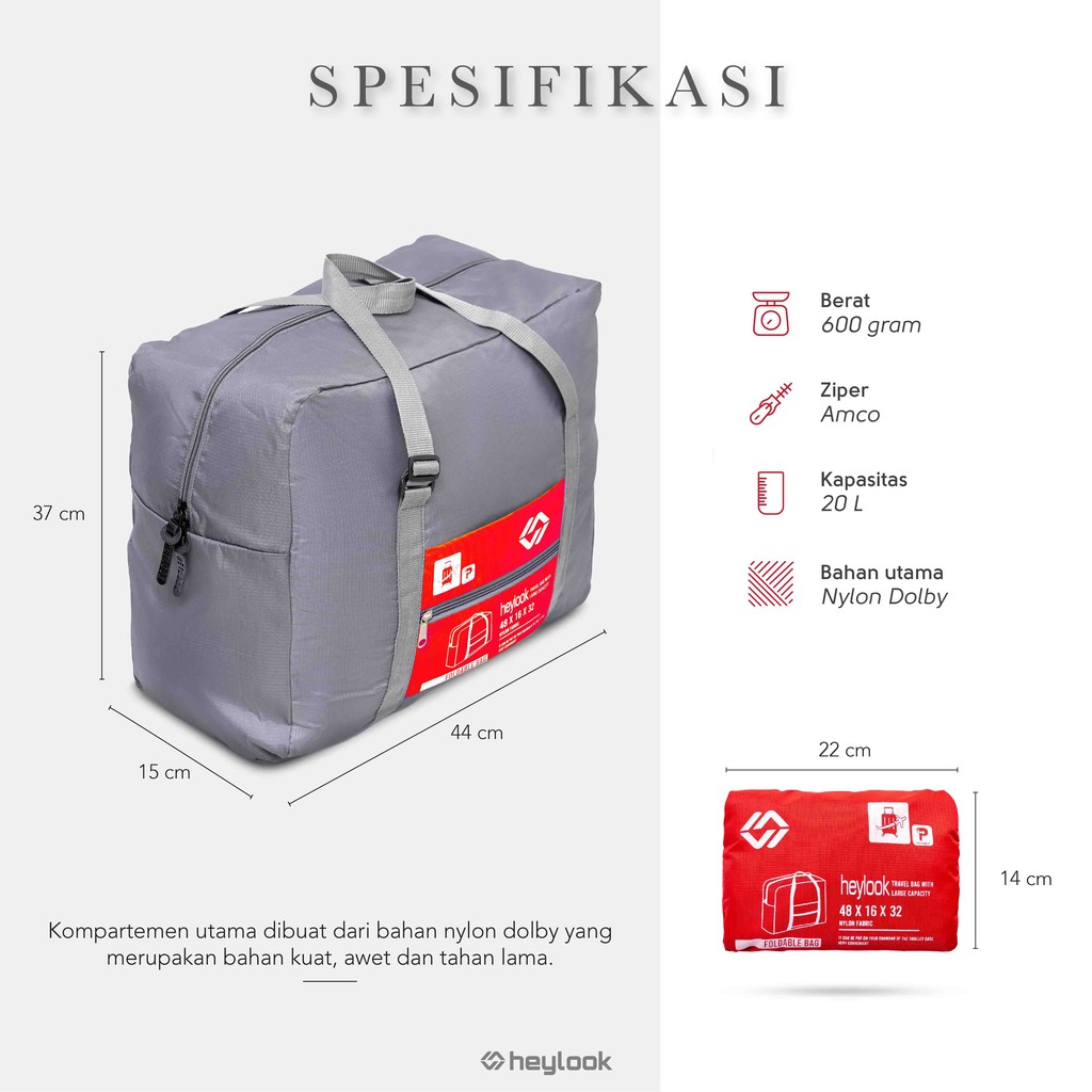 HEYLOOK Project - Backpack FOLDABLE Bag Tas Duffel Tas Trolley Bag Hand Carry Bag Tas Cabin Tas Lipat Pria