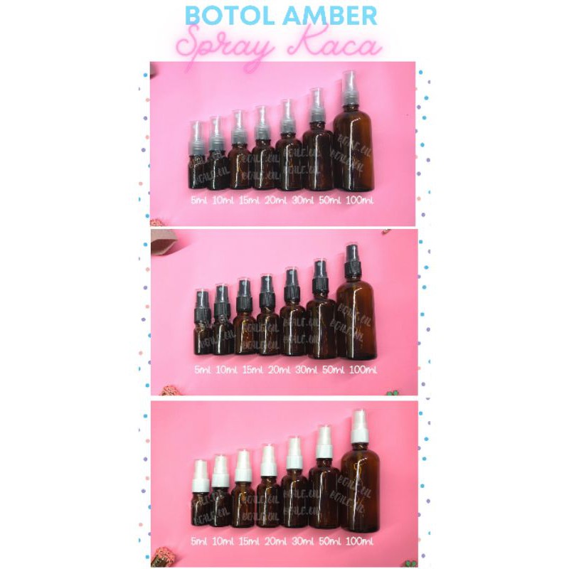 Botol Spray Kaca 5ml 10ml 15ml 30ml 50ml 100ml Botol spray Amber kaca tutup Spray Neck 18 coklat