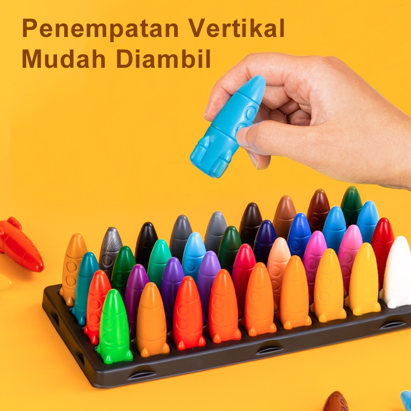 Deli Crayon Plastik Bentuk Roket Crayon Set Krayon Set 12 36 Warna Tangan Tidak Akan Kotor Krayon Oil Pastel