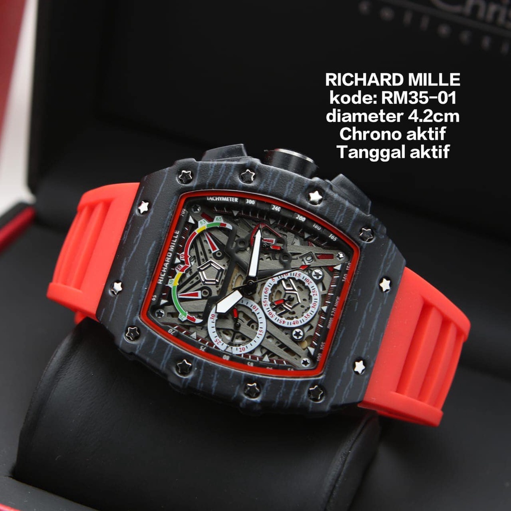 (BISA COD) JAM TANGAN PRIA RM CHRONO RUBBER PREMIUM 4,2CM JAM FASHION-JAM TERLARIS