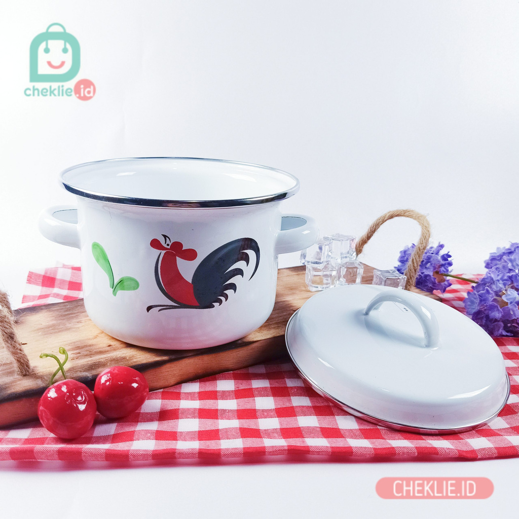 Panci Mini Kukuruyuk / Sauce Pan / Panci Enamel / Panci Kedaung / Panci Ayam Jago 14 CM