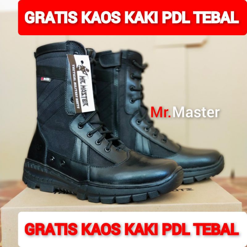 SEPATU PDL KULIT SAPI ASLI MODEL TERBARU MERK MR MASTER SEPATU PDL DINAS LAPANGAN TNI POLRI SECURITY SATPAM SEPATU BOOTS PRIA