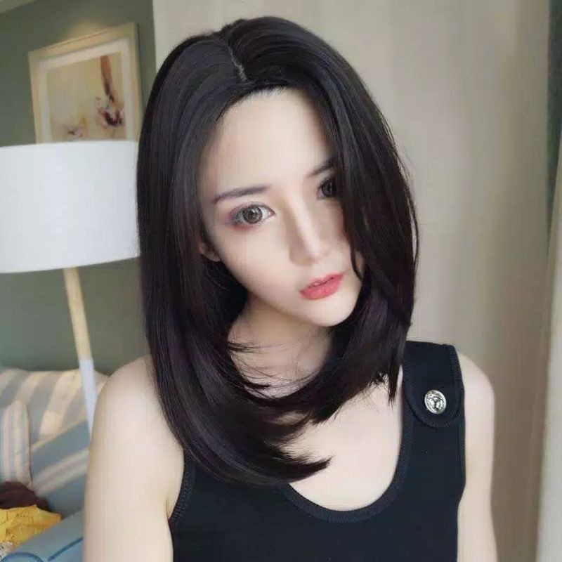 Wig Rambut Palsu Wanita Perempuan Wig Cosplay Model Bob Pendek Wig Cewek Panjang Lurus Natural Rambut Palsu Untuk Patung