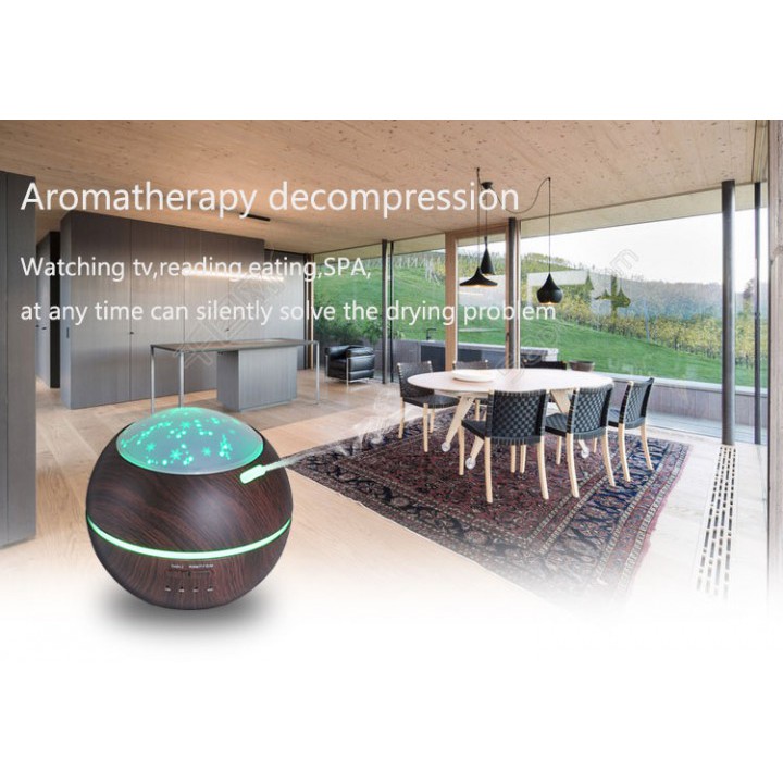 Wooden Romantic Projection Aroma Diffuser Humidifier - 150ml