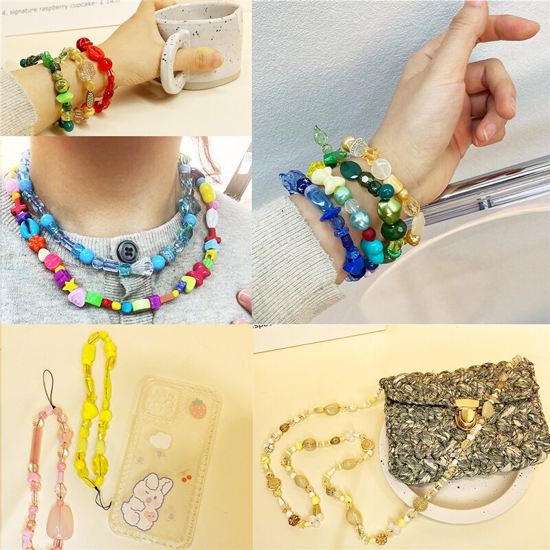 80-150pcs Manik-Manik Bahan Plastik Akrilik Warna Acak Untuk Membuat Perhiasan Gelang Dan Kalung