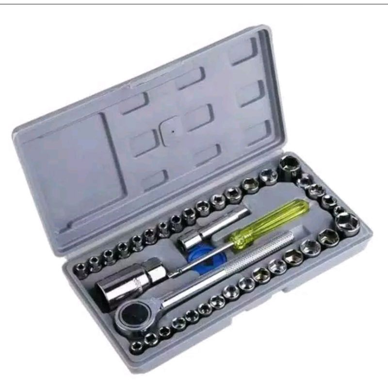 COD // AIWA Kunci Soket 40 In 1 // ToolKit Set 40 pcs - Wrench Ring - Tools Kit - Kunci Pas - Sock - Shock - Pas- Obeng Multi