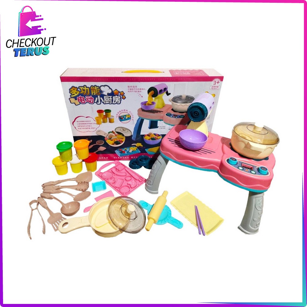 CT M162 Mainan Kitchen Set Anak Perempuan Plastisin Cetakan Mie Mainan Dapur Masak Masakan Pretendplay